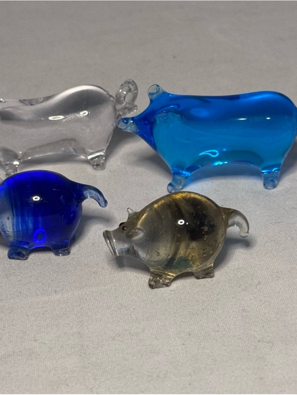 Handmade Hand Blown Art Glass Various Sizes Piggy's Cobalt Blue And Other Colors